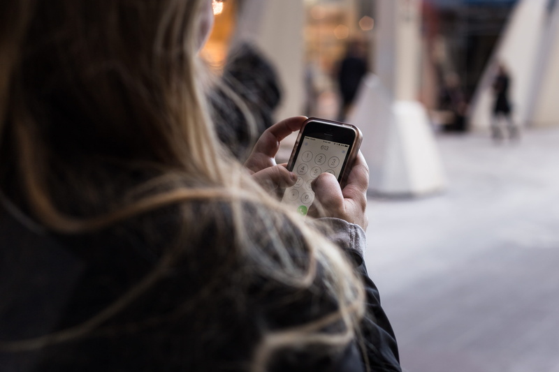 human hair, holding, connection, unlocking, text messaging, sending, activity, technology, smartphone, portable information device, hair, one person, rear view
