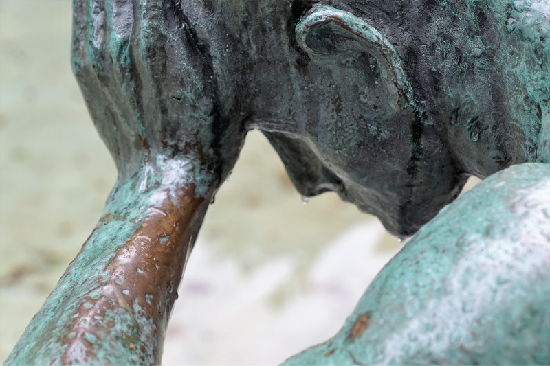 nature, emotion, skeptical, headache, human representation, fountain, no people, hand, day, textured, headaches, sadness, thinking, face, outdoors, focus on foreground