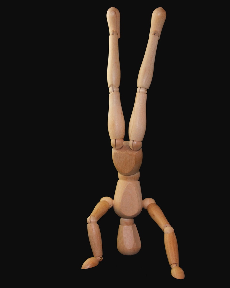 man, 1080P, mannequin, still life, art and craft, representation, human representation, wood - material, standing on your head, studio shot, doll, flexibility