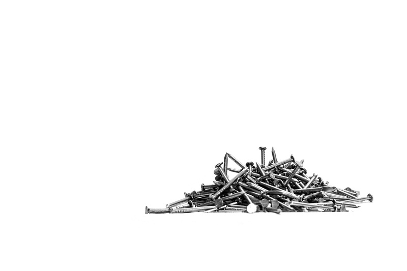 white background, hardware, work, construction industry, copy space, infection, nails, no people, close-up, illness, tangled, abundance, 4K, metal, heap