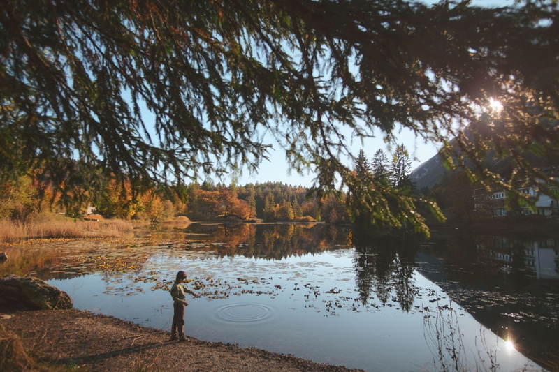 lake, scenics - nature, plant, tranquility, lifestyles, tree, day, reflection, tranquil scene, near, person, pond, real people, boy, one person, child