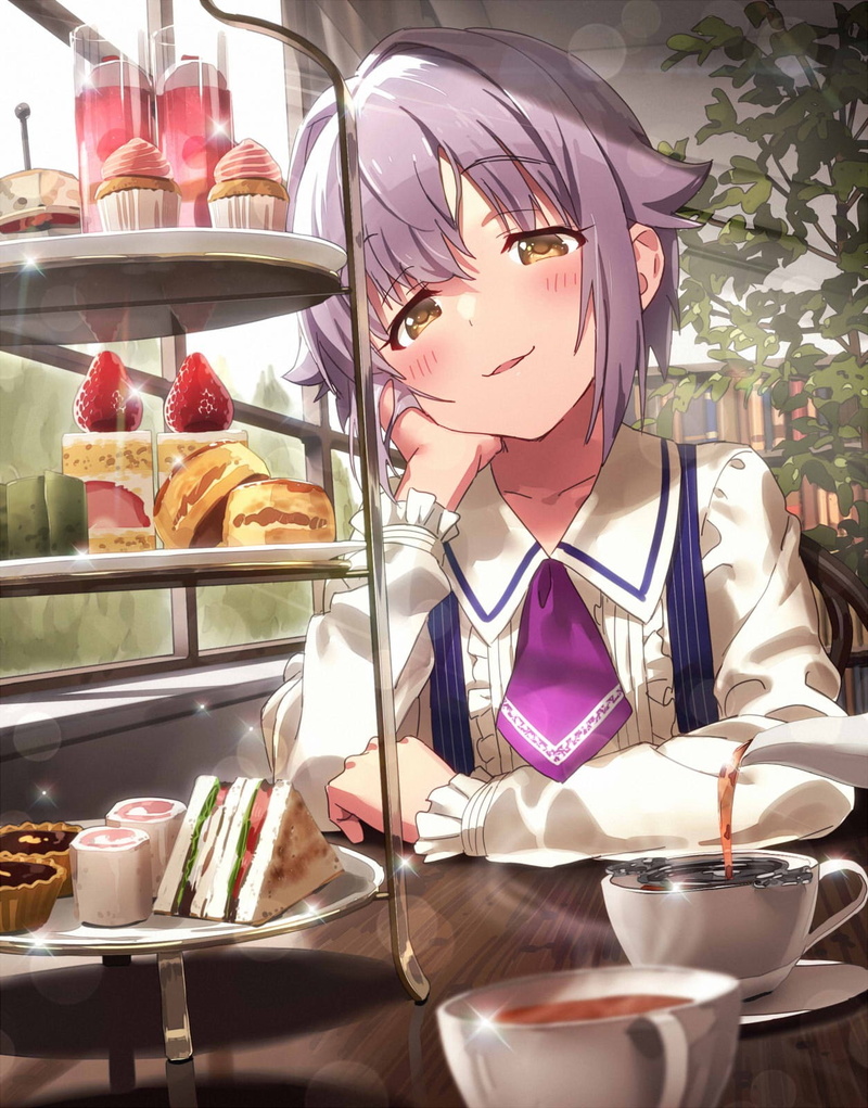 anime, 720P, Koshimizu Sachiko, food, candies, short hair, anime girls