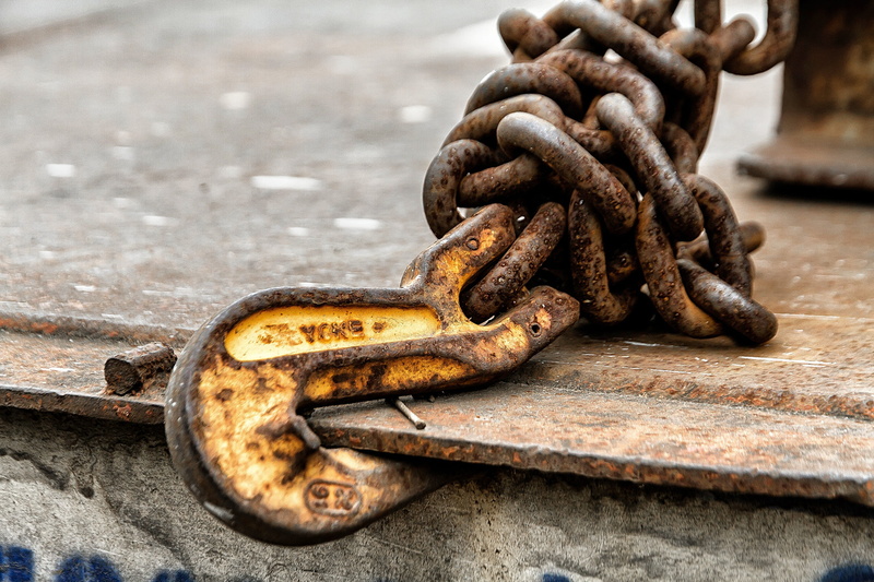 day, textured, iron - metal, metal, weathered, damaged, iron, focus on foreground, safety, security, connection, close-up, rust, outdoors, the hooks, steel