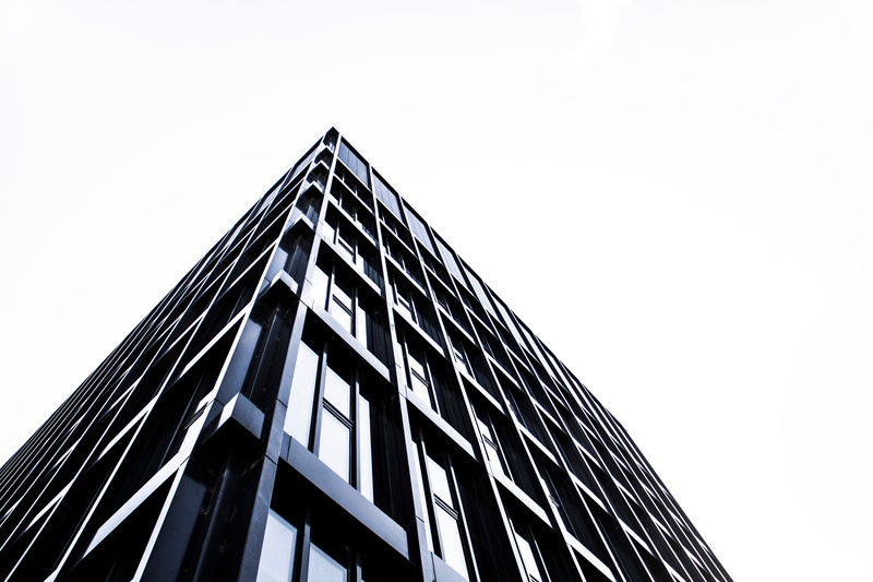 architecture, clear sky, black, no people, wall building, steel, tall - High, facade, day, reflection, view, urban Scene, copy space, tower, office, nature