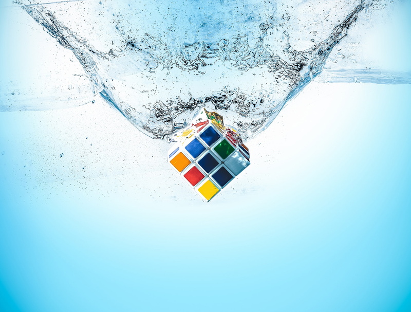 water splash, rubik cube, Others, 1080P, water