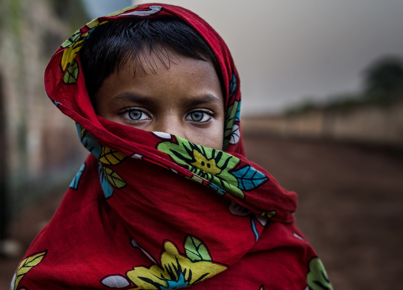 girl, red, Rural, real people, people, looking At Camera, india, lifestyle, boys, indian Culture, hood - clothing, one Person, children only, color Image