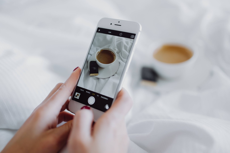 telephone, hand, close-up, smart Phone, human body part, holding, wireless Technology, one Person, equipment, bedclothes, 5K, communication, Morning coffee