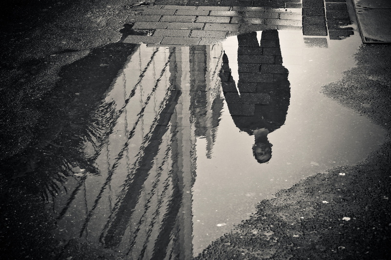 nature, wet, weather, raining, real people, architecture, rain, outdoors, asphalt, street, high angle view, road, grey, built structure, out, paving stones