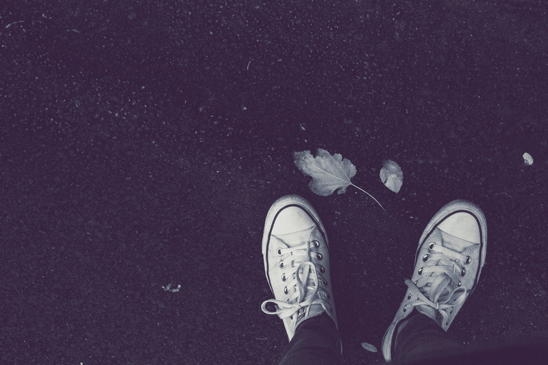 running shoe, fashion, leaf, apparel, 5K, shoelace, human, chucks, outdoors, real people, jeans, canvas shoe, human leg, one person, human limb, human body part