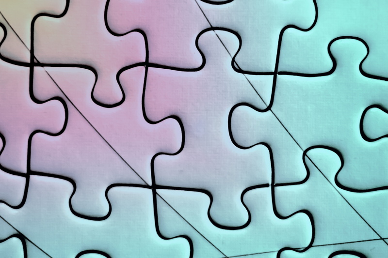 design, no people, fun, purple, close-up, mess, tricky, jigsaw piece, indoors, arrangement, backgrounds, green, clean up, shape, intelligence, closeup
