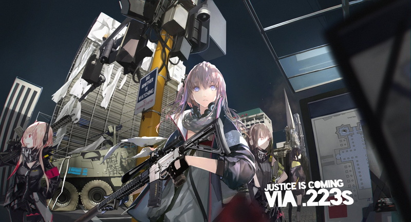 Black Hair, Gun, Weapon, White Hair, Red Eyes, 1080P, Short Hair, Tank, Twintails, Blonde, Video Game, Girls Frontline, Blue Eyes, Warrior