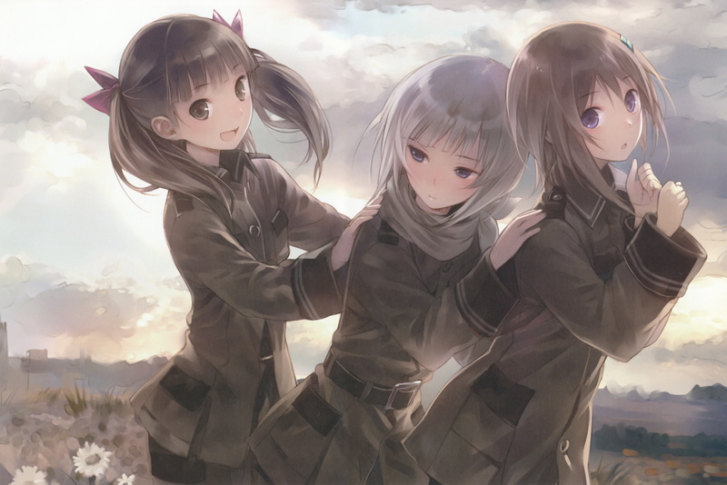 outdoors, sky, disguise, Kannagi Noel, hairstyle, leisure activity, digital composite, day, cloud - sky, togetherness, anime girls, Suminoya Kureha, bonding