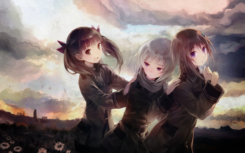 lifestyles, 720P, Kannagi Noel, females, bonding, sister, child, leisure activity, childhood, cloud - sky, togetherness, real people, anime girls, people