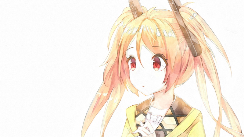 Black Bullet, young women, studio shot, females, headshot, obscured face, portrait, copy space, Enju Aihara, hair, indoors, Anime, white background, blond hair