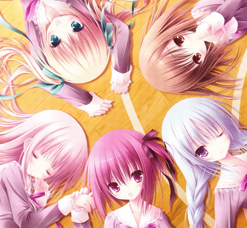 720P, girls, circles, maho, blue, tomoka, anime, airi, nagatsuka, saki, brunettes, tinkle, illustrations, hair, hakamada, pink, misawa, ro kyu bu, hinata