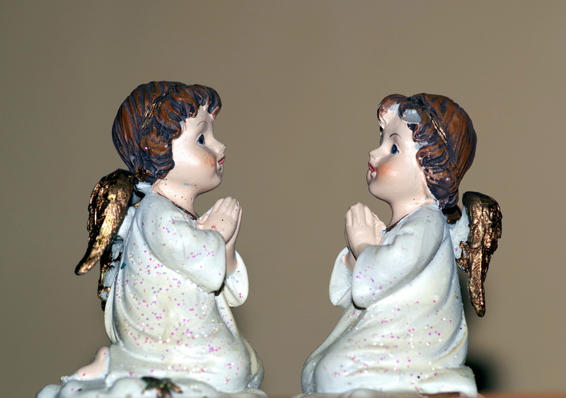 angel, prayer, pucułowate, girls, studio shot, two objects, religion, portrait, pray, thoughtfulness, reverie, dreaminess, creativity, art and craft, figuring out the