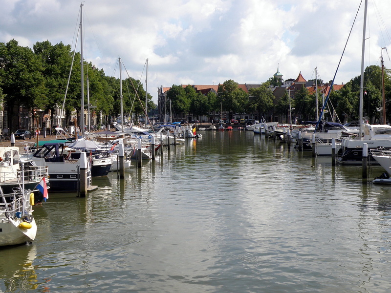 2K, dock, anchored, water, cities, harbor, skyline, yacht, clouds, Netherlands, moored, urban, pier, spring, Dordrecht, plant, nature, waterfront, waterway