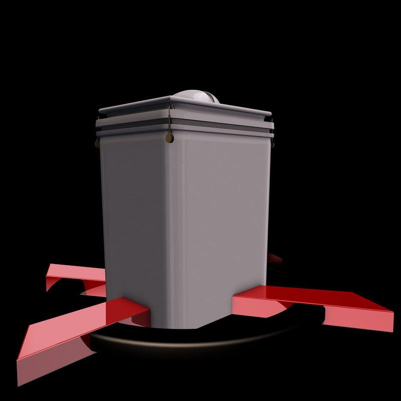 close-up, studio shot, demokratie, metal, vote, single object, ballot box, indoors, cut out, select, choice, selector, event, container, 4K, paper, state election