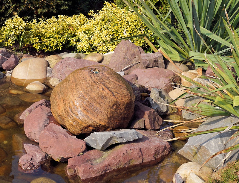 outdoors, stone ball, tree, high angle view, pond, tranquility, land, growth, rock, nature, rock - object, field, food, solid, balance, plant part, leaf