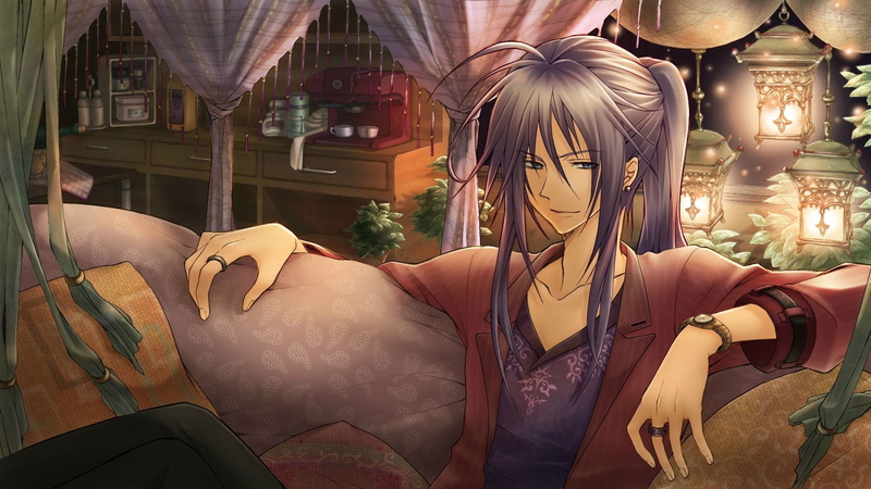 rings, couch, Vocaloid, lamp, pillow, Kamui Gakupo, coffee, long hair, 1080P, anime, digital art, shirt