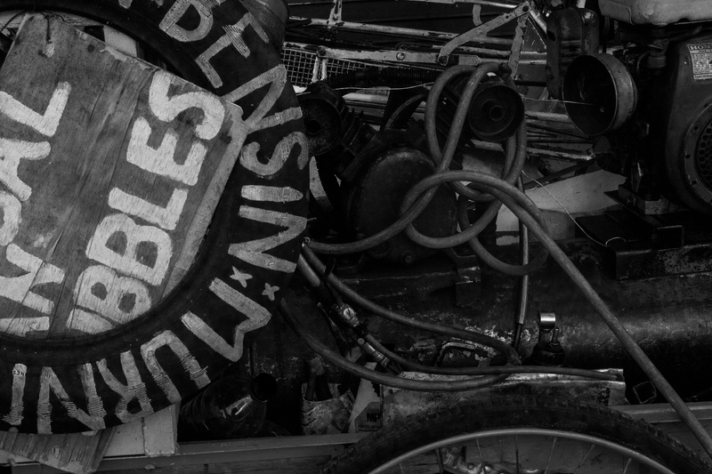 bicycle, machinery, text, connection, no people, 5K, obsolete, high angle view, metal, industry, stack, close-up, indonesia, communication, indoors, abandoned