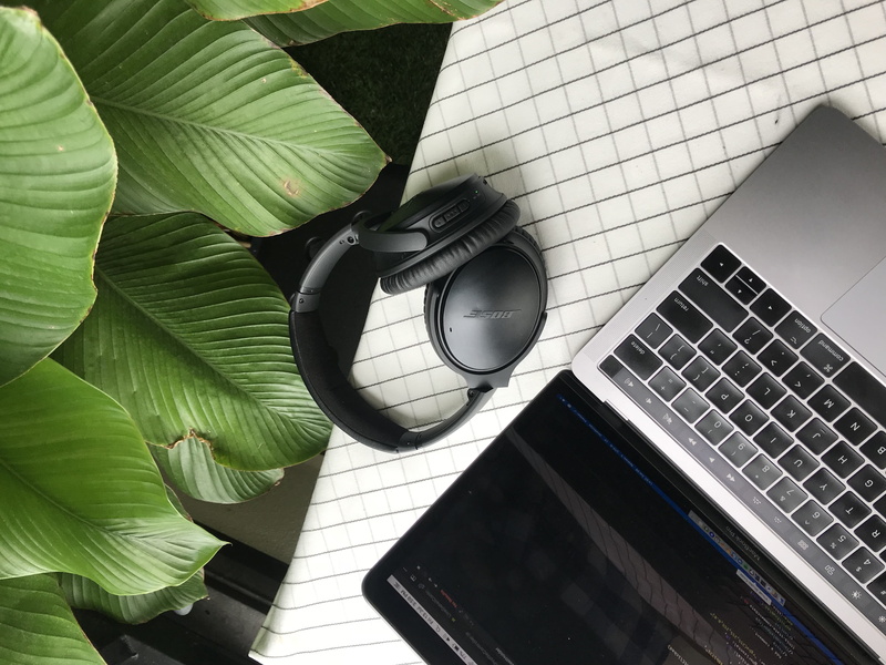 leaves, jalan pju 10/1c, day, flooring, nature, high angle view, music, petaling jaya, technology, macbook, green color, headphones, leaf, 4K, still life
