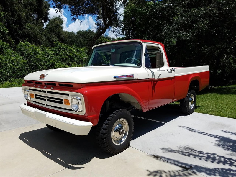 travel, transportation, day, parking, Red, road, pick-up truck, retro styled, stationary, land vehicle, tree, wheel, Car, plant, sunlight, Ford, motor vehicle