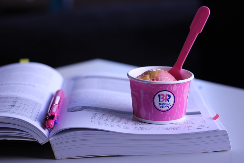 cup, still life, no people, book, studying, strawberry, baskin robbins, drinking straw, coffee, document, education, food and drink, drink, mug, food, refreshment