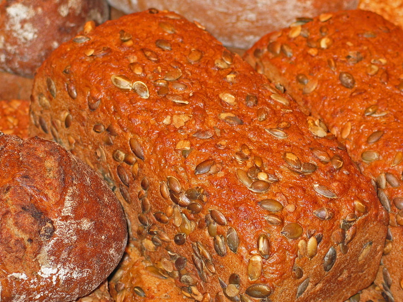 high angle view, brown, selberbacken, carbohydrates, seed, baked, wellbeing, full frame, flour, bread crust, healthy eating, frisch, Bread, 1080P, pumpkin seed bread