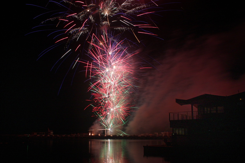artifice, water, building exterior, sky, heat, firework display, holiday, orange, firework - man made object, light, 4K, motion, night, nature, flame