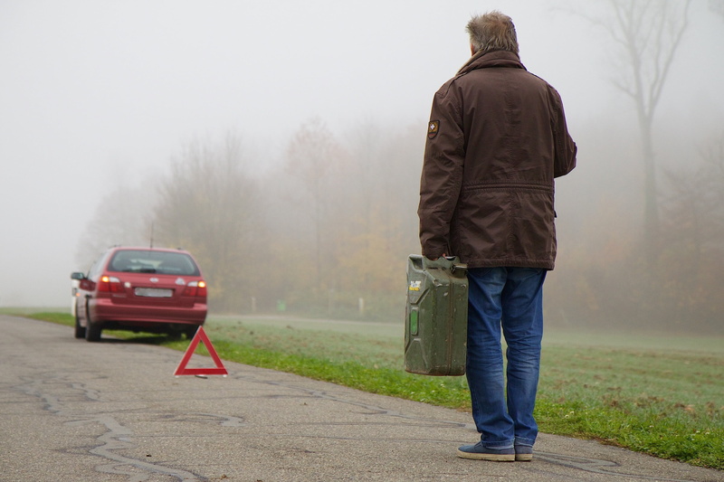 outdoors, winter, driver, gasoline, mode of transportation, transportation, motor vehicle, fog, car, men, mature adult, nature, person, full length, standing