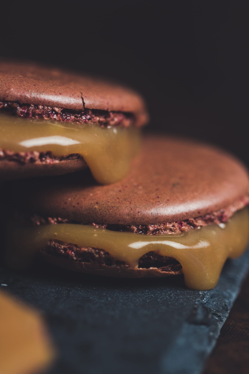close-up, filled, sweet, no people, chocolate, sandwich, macaron, bread, dripping, unhealthy eating, food and drink, melting, temptation, french, pastry