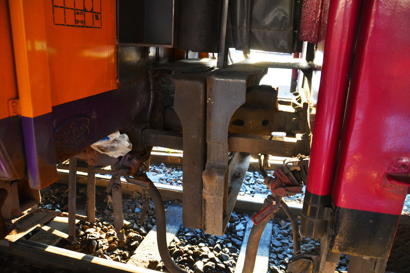 platform, no people, train - vehicle, architecture, day, machinery, transportation, steel, travel, hook, connection, buffer, outdoors, public transportation