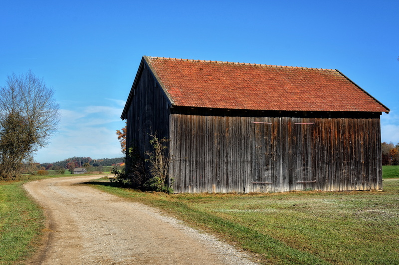 log cabin, scale, brown, blue, house, commercial building, landscape, architecture, barn, old, wall, away, weathered, agricultural building, wooden, rural Scene
