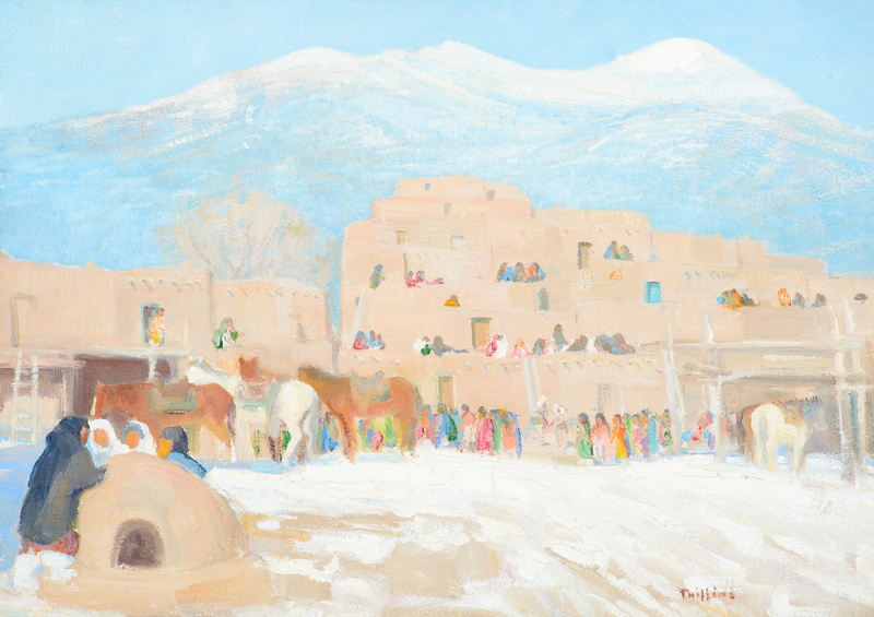 1080P, Winter, Taos Pueblo, Native Americanes, 1924, Bert Geer Phillips