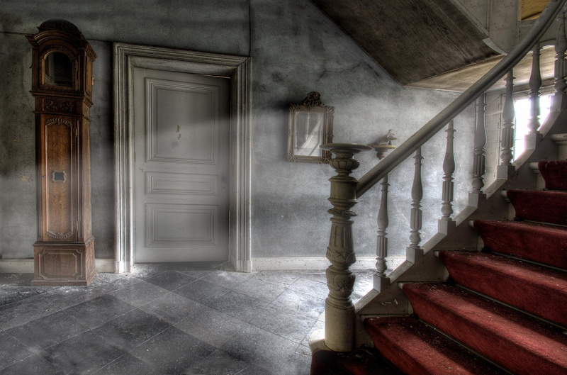 no people, outdoors, day, closed, railing, building exterior, entrance, ornate, architecture, security, residential district, steps and staircases, built structure