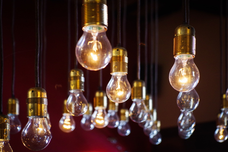 black background, fuel and Power Generation, electric Lamp, lamps, glowing, innovation, ideas, energy, container, hanging, filament, food and drink, indoors