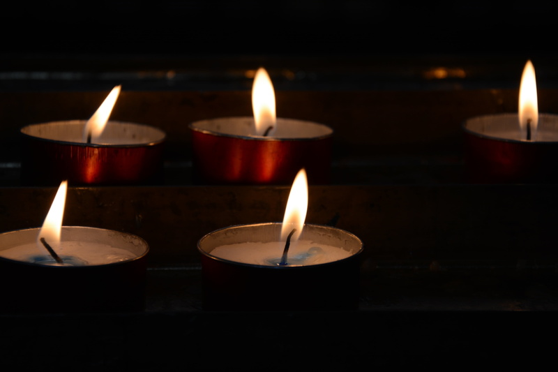no people, illuminated, burning, spirituality, candles, light, belief, bologna, penumbra, tea light, italy, domestic room, 4K, close-up, candlelight, heat - temperature