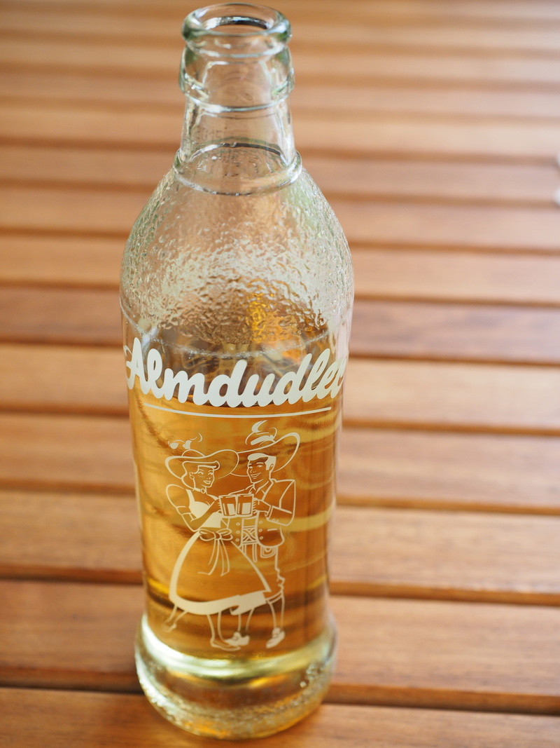 container, glass, almdudler, non-alcoholic beverage, wood - material, still life, bottle, western script, austria, focus on foreground, drink, herbal extracts