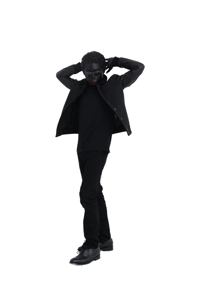young men, isolated, emotion, black, strange person, cut out, indoors, cool, model, male, full length, front view, human, standing, human body part, white background