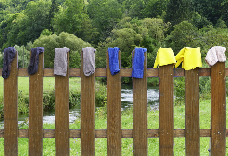 day, wood fence, in a row, no people, rubber gloves, security, wood - material, isolated, dry, hang laundry, rag, hanging, side by side, cleaned, protection