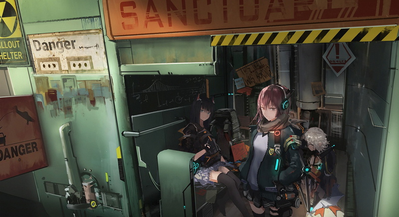 anime, headphones, 1080P, anime girls, animal ears