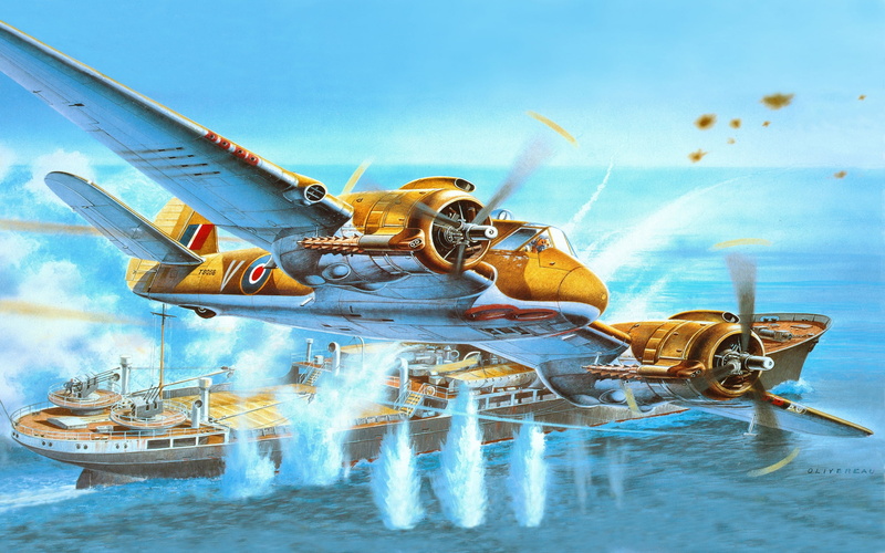 painting, ships, 2K, airplane, flight, bristol, mk, art, aviation, beaufighter, fighter, photos