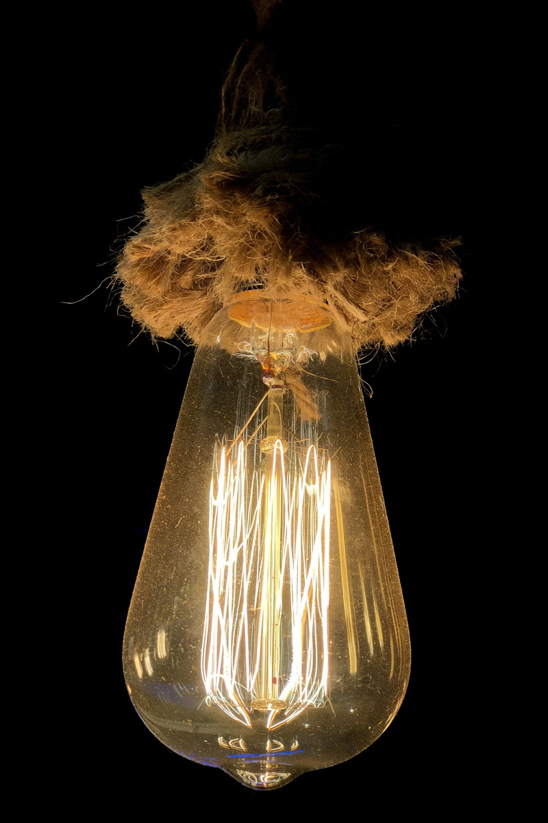 no people, light bulb, yellow, transparent, black background, studio shot, glass - material, close-up, lamp, lightbulb, rope, technology, illuminated, single object