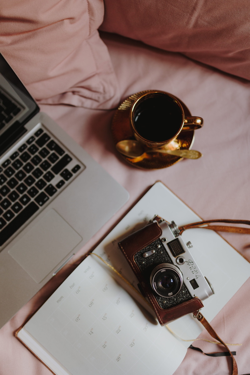 table, sofa, macbook, close-up, high angle view, communication, connection, computer, wireless technology, pink, camera - photographic equipment, 5K, still life