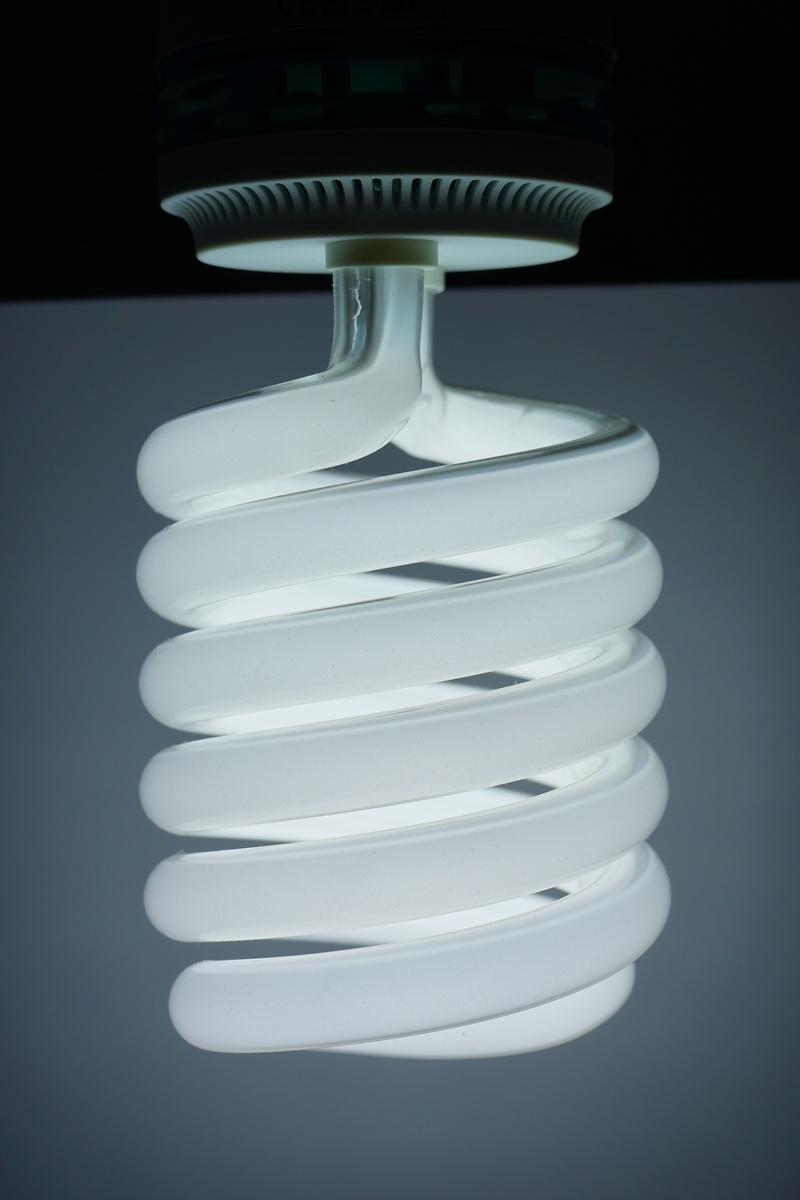 spiral, energy efficient, fluorescent lighting, still life, energy efficient lightbulb, no people, lighting, studio shot, focus on foreground, bulbs, 5K
