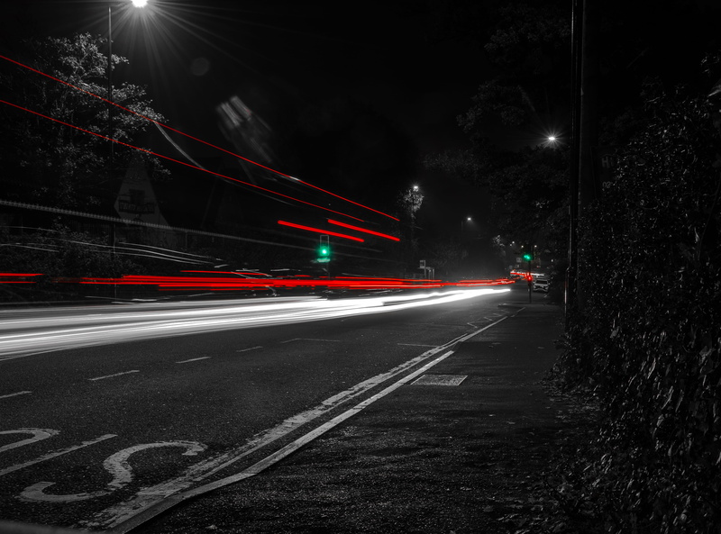 direction, red, night, illuminated, united kingdom, the way forward, blurred motion, white, motion, vehicle light, light, nature, road, speed, no people