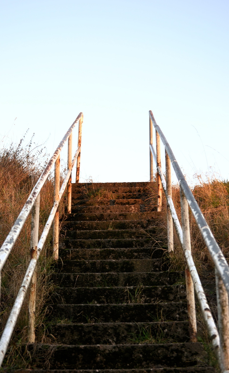high, wood, clear sky, head, built structure, level, staircase, blue, the way forward, ascent, nature, outdoors, metal, sky, rots, leadership, 4K, stairs