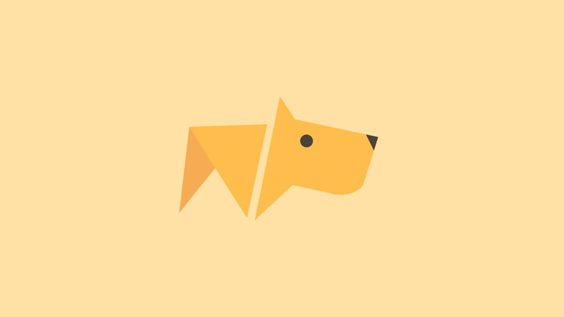 illustration, copy space, dog, minimalism, colored background, orange color, yellow, indoors, brown, no people, marketing, 720P, sign, studio shot, creativity