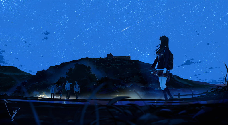 loundraw, comic art, 1080P, anime girls, anime